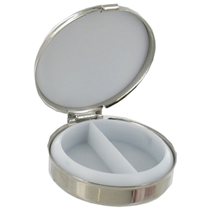 Round Pill Box With Mirror Stainless Steel 5cm