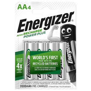 Energizer Power Plus AA HR6 2000mAh Rechargeable Batteries (Pack of 4)