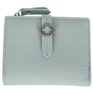 Faux Leather Grained Tabbed Small Folding Purse Light Blue