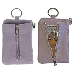 Faux Leather Light Grained Coin Purse with Key Case Lilac