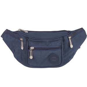 Crinkled Nylon Waist Bag with Four Zips