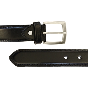 Smooth Grain Stitched 1.25 inch Belt. Black Medium (32-36 Inch)