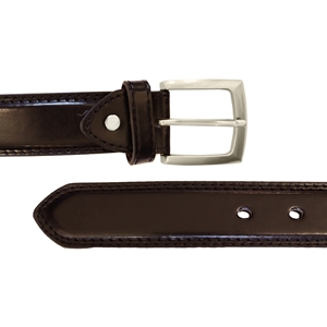 Smooth Grain Stitched 1.25 inch Belt. Brown Large (36-40 Inch)