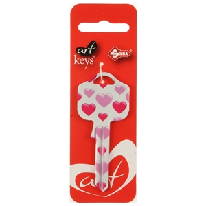 Art Key 5998 UL054 Pink Hearts On White D01 On Red Silca Card