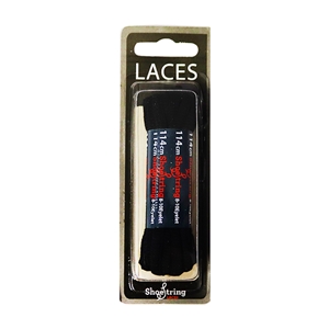 Shoe-String Blister Pack Laces, 114cm Oval Sport Black (12 Pairs)