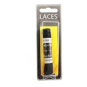 Shoe-String Blister Pack Laces 45cm Flat Black (6 Pairs)