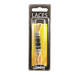 Shoe-String Blister Pack Laces 60cm Round Beige (6 Pairs)