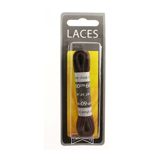 Shoe-String Blister Pack Laces 60cm Flat Brown (6 Pairs)
