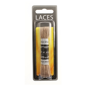 Shoe-String Blister Pack Laces 60cm Flat Taupe (6 Pairs)