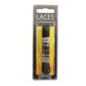 Shoe-String Blister Pack Laces 60cm Round Wax Black (6 Pairs)