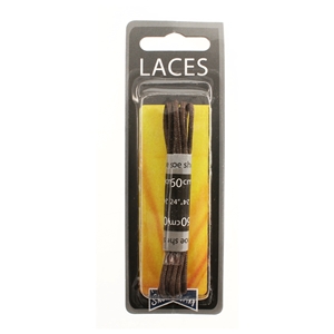 Shoe-String Blister Pack Laces 60cm Round Wax Brown (6 Pairs)