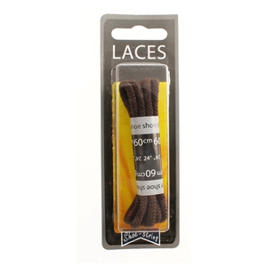 Shoe-String Blister Pack Laces 60cm Cord Brown (6 Pairs)