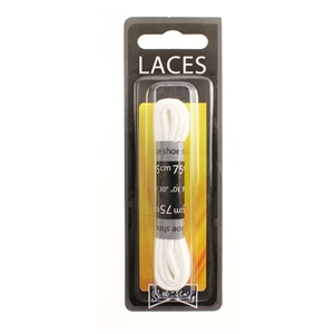 Shoe-String Blister Pack Laces 75cm Flat White (6 Pairs)