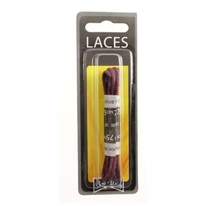 Shoe-String Blister Pack Laces 75cm Waxed Round Bordeaux (6 Pairs)