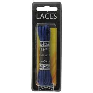 Shoe-String Blister Pack Laces 75cm Waxed Round, Navy Blue (6 Pairs)