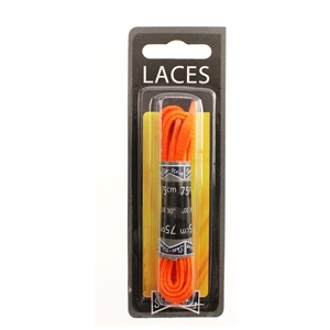 Shoe-String Blister Pack Laces 75cm Wax 5mm Flt Bright Orange