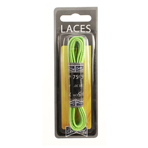 Shoe-String Blister Pack Laces 75cm Wax 5mm Flat Lime Green (6 Pairs)