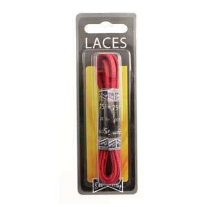 Shoe-String Blister Pack Laces 75cm Waxed 5mm Flat Red (6 pairs)
