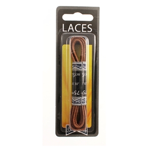 Shoe-String Blister Pack Laces 75cm Waxed 5mm Flat Tan (6 Pairs)