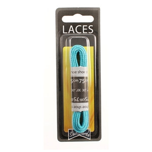 Shoe-String Blister Pack Laces 75cm Waxed 5mm Flat Turquoise (6 Pairs)