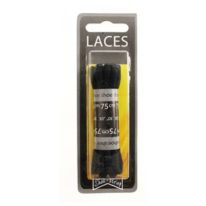 Shoe-String Blister Pack Laces 75cm Cord Black (6 Pairs)