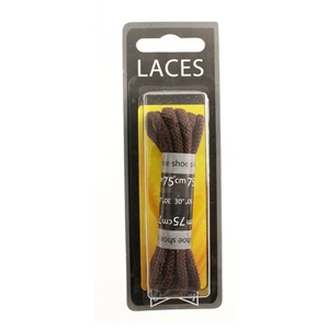 Shoe-String Blister Pack Laces 75cm Cord Brown (6 Pairs)