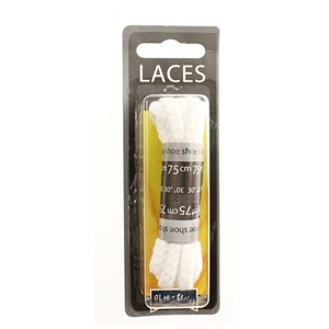 Shoe-String Blister Pack Laces 75cm Heavy Cord White (6 Pairs)
