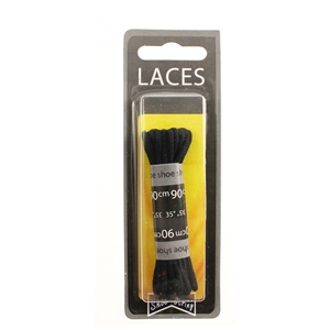 Shoe-String Blister Pack Laces 90cm Round Black (6 Pairs)