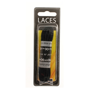 Shoe-String Blister Pack Laces 90cm Flat Black (6 Pairs)