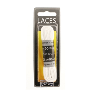 Shoe-String Blister Pack Laces 90cm Flat White (6 Pairs)