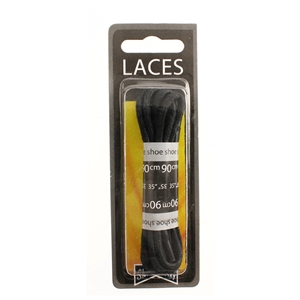 Shoe-String Blister Pack Laces 90cm Chunky Wax Black (6 Pairs)