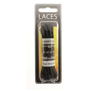 Shoe-String Blister Pack Laces 90cm DM Cord Black (6 Pairs)