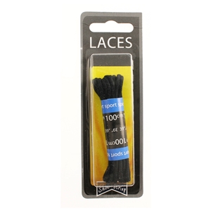 Shoe-String Blister Pack Laces 100cm Round Black (6 Pairs)