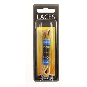 Shoe-String Blister Pack Laces 100cm Round Beige (6 Pairs)