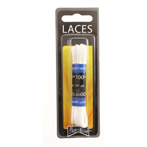 Shoe-String Blister Pack Laces 100cm Round White (6 Pairs)