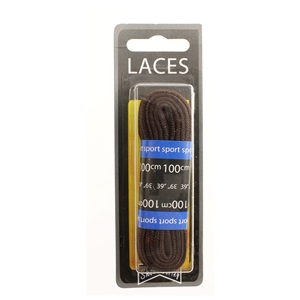 Shoe-String Blister Pack Laces 100cm Flat Brown (6 Pairs)