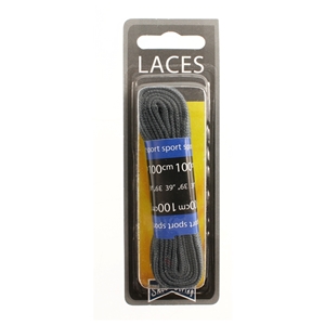 Shoe-String Blister Pack Laces 100cm Flat Grey (6 Pairs)