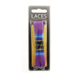 Shoe-String Blister Pack Laces - 100cm Flat Purple