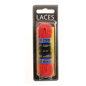 Shoe-String Blister Pack Laces 100cm Flat Red (6 Pairs)