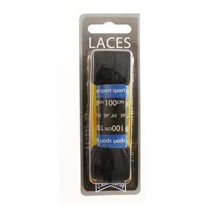 Shoe-String Blister Pack Laces 100cm Block Black (6 Pairs)