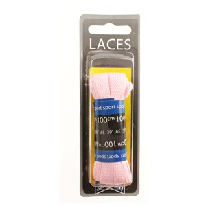 Shoe-String Blister Pack Laces 100cm Block Pastel-Pink (6 Pairs)