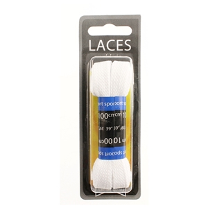 Shoe-String Blister Pack Laces 100cm Block White (6 Pairs)