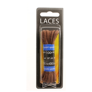 Shoe-String Blister Pack Laces 100cm Cord Tan (6 Pairs)