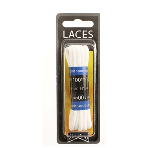 Shoe-String Blister Pack Laces 100cm Cord White (6 Pairs)
