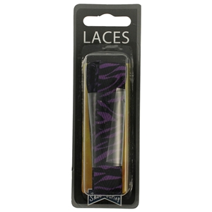 Shoe-String Blister Pack Laces 100cm Purple/Blk-Zebra Print (6 Pairs)