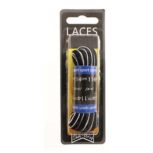 Shoe-String Blister Pack Laces 114cm Oval Sport Blk/Wte-Edge (6 Pairs)