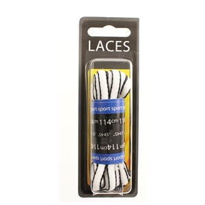 Shoe-String Blister Pack Laces 114cm Oval Sport Wte/Blk-Edge (6 Pairs)