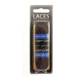 Shoe-String Blister Pack Laces 120cm Flat Brown (6 Pairs)