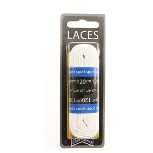 Shoe-String Blister Pack Laces 120cm Flat White (6 Pairs)