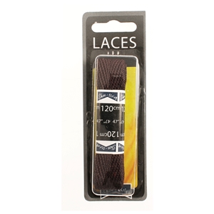 Shoe-String Blister Pack Laces 120cm Flat American 10mm Brown (6 Pairs)